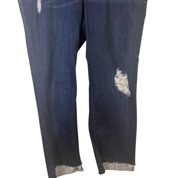 Lane Bryant Straight 18 Dark Blue Distressed Jeans Raw Hem Sexy Plus Sz Womens - Picture 4 of 9